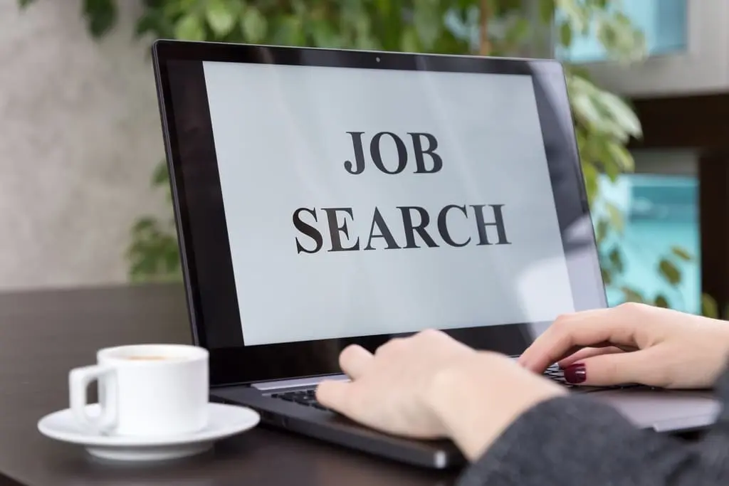 a lap top display with "job search" on it