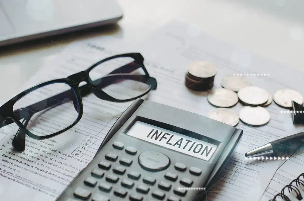 calculator showing inflation word